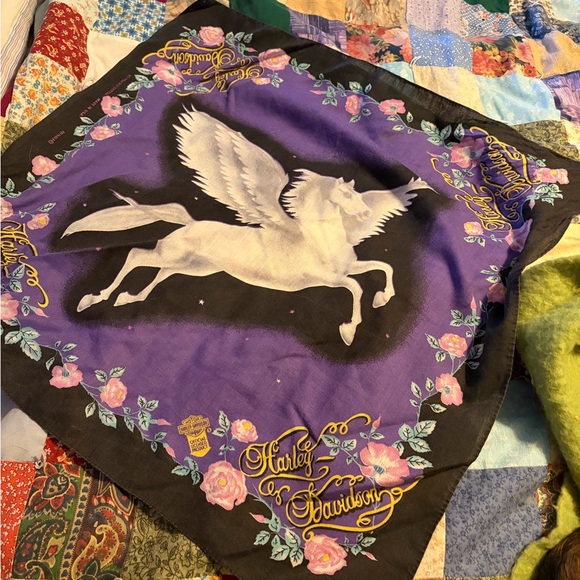 Harley-Davidson Accessories - Vintage Harley-Davidson Purple and Black Pegasus Scarf
